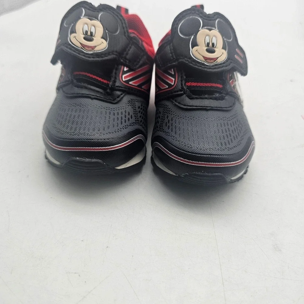 Disney Mickey Mouse Shoes KIDS Size 6 Black Red Athletic Sneaker Hook Loop